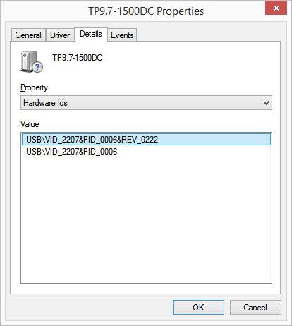 Figure 4. Extracted Hardware Ids for unknown Android device from Windows Device Manager