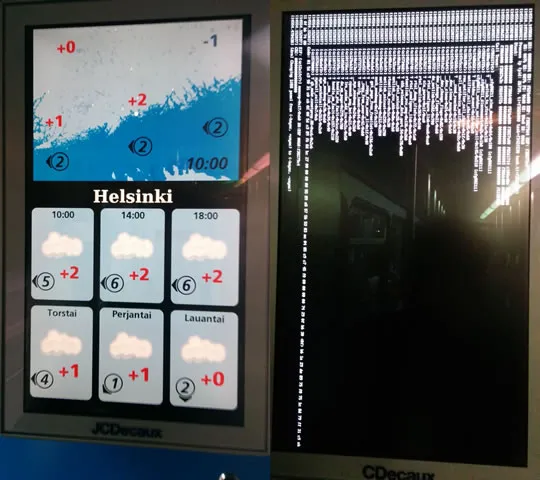 A Linux kernel panic on tram 7B at its hometown, Helsinki (Click to enlarge)