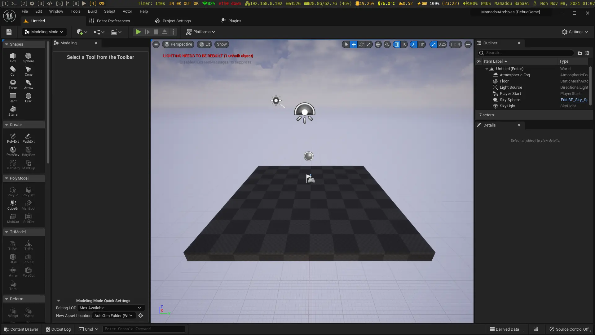 Unreal Engine Modeling Tools Editor Mode plugin on GNU/Linux